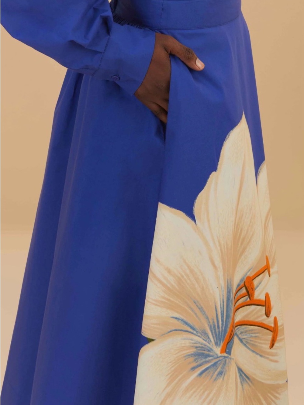 FARM Rio Royal Blue Maxi Skirt with Cream Floral Motif - Picture 2 of 7